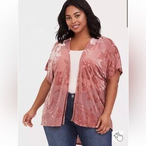 Torrid Lightweight Velvet Burnout Kimono Floral Sheer Kimono Cardigan Size 1X/2X